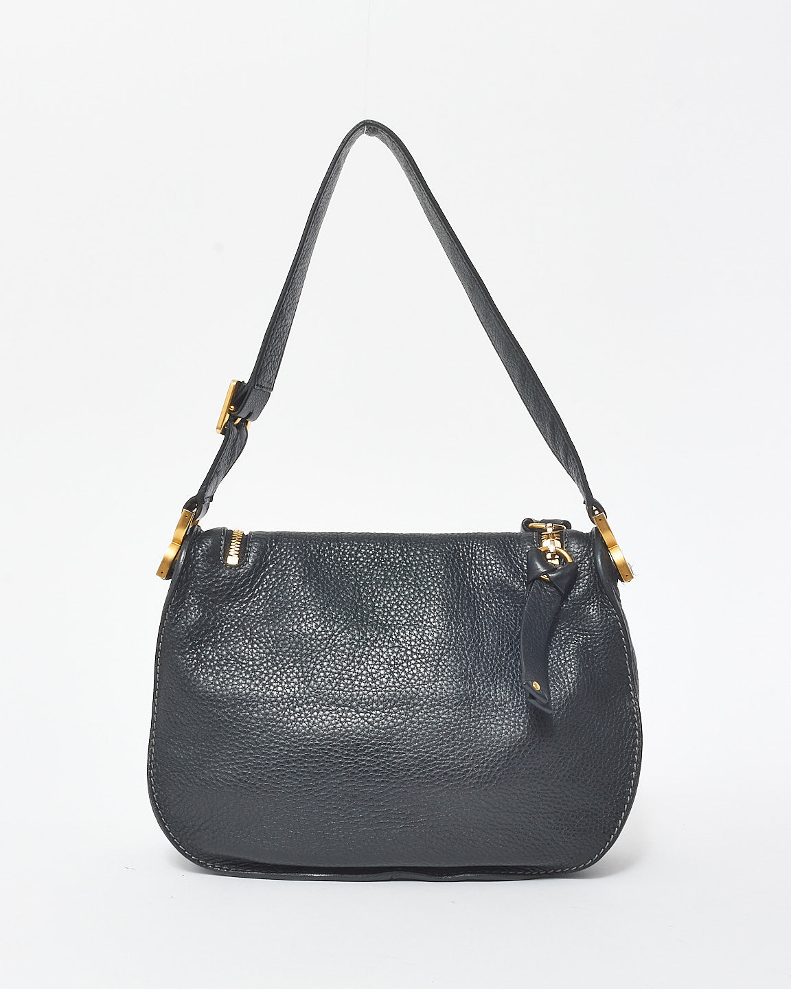 Chloé Black Leather Small Marcie Saddle Shoulder Bag