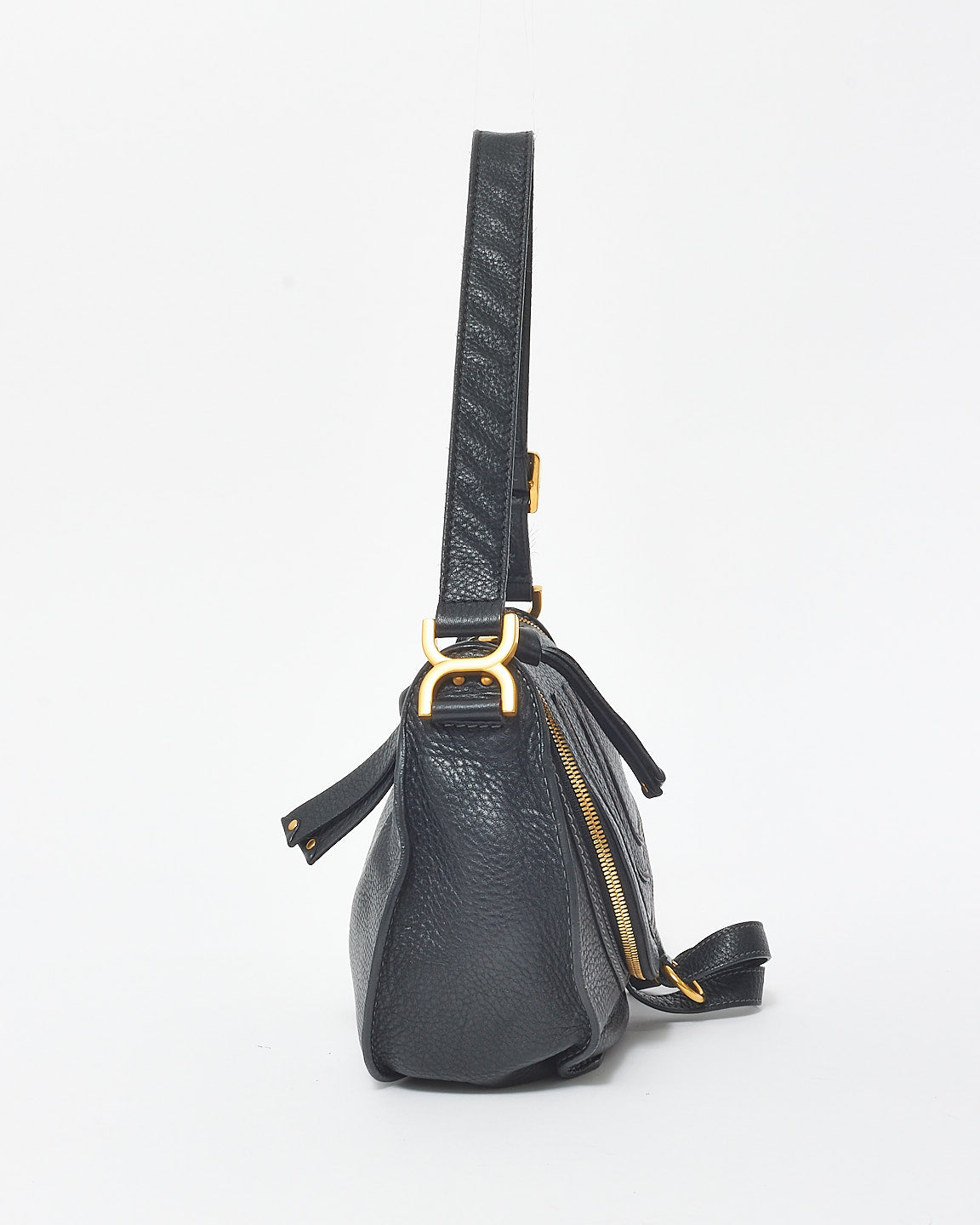 Chloé Black Leather Small Marcie Saddle Shoulder Bag