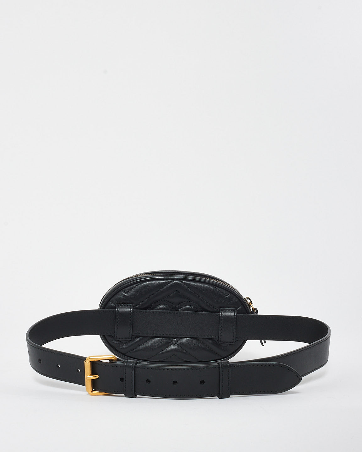 Gucci Black Leather GG Marmont Belt Bag - 85/34