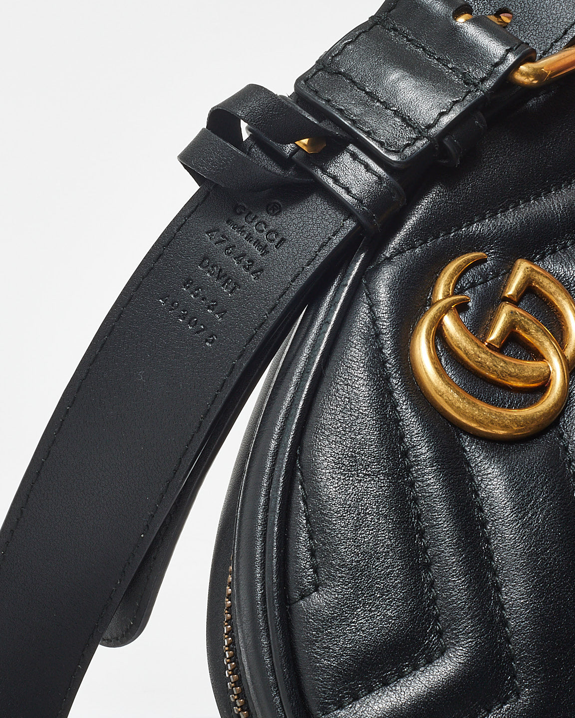 Gucci Black Leather GG Marmont Belt Bag - 85/34