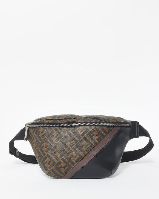 Fendi Brown FF Zucca Print Coated Canvas 
Leather Diagonal Belt Bag