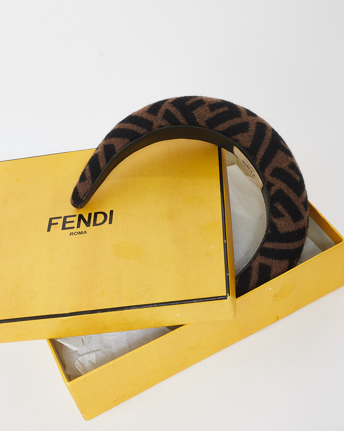 Fendi Brown Zucca Print Wool Headband