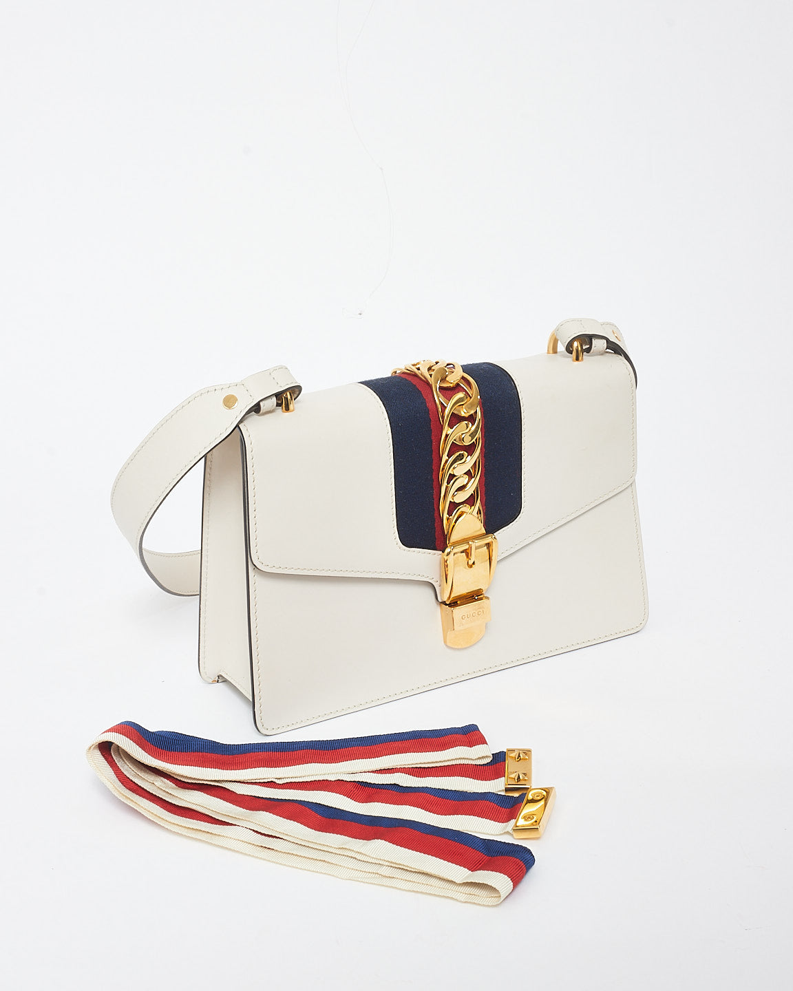 Gucci Off White Leather Medium Sylvie Shoulder Bag