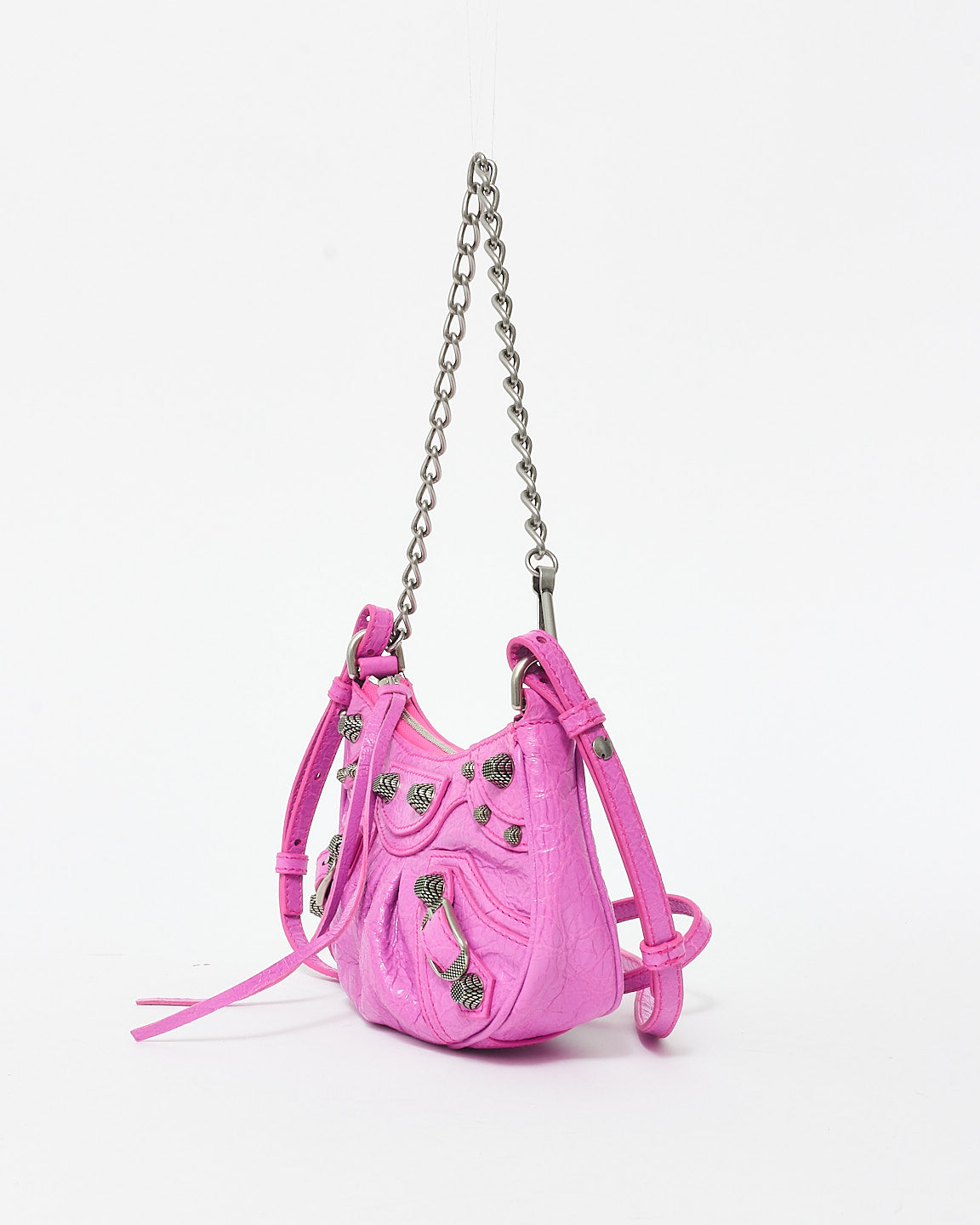 Balenciaga Fuchsia (Lipstick Pink) Leather Le Cagole Mini Shoulder Bag