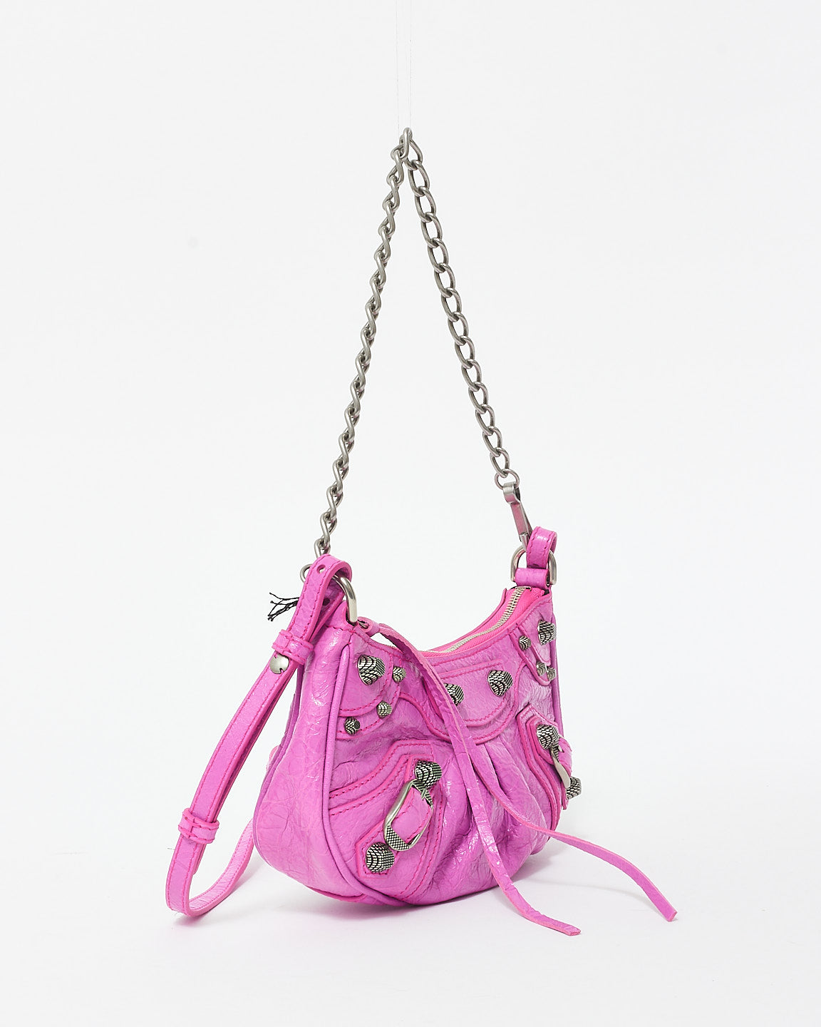 Balenciaga Fuchsia (Lipstick Pink) Leather Le Cagole Mini Shoulder Bag