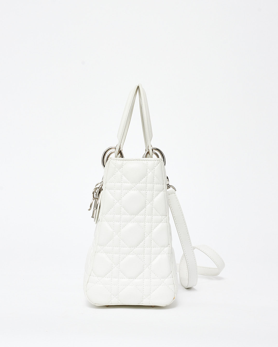 Dior White Cannage Lambskin Leather Medium Lady Dior