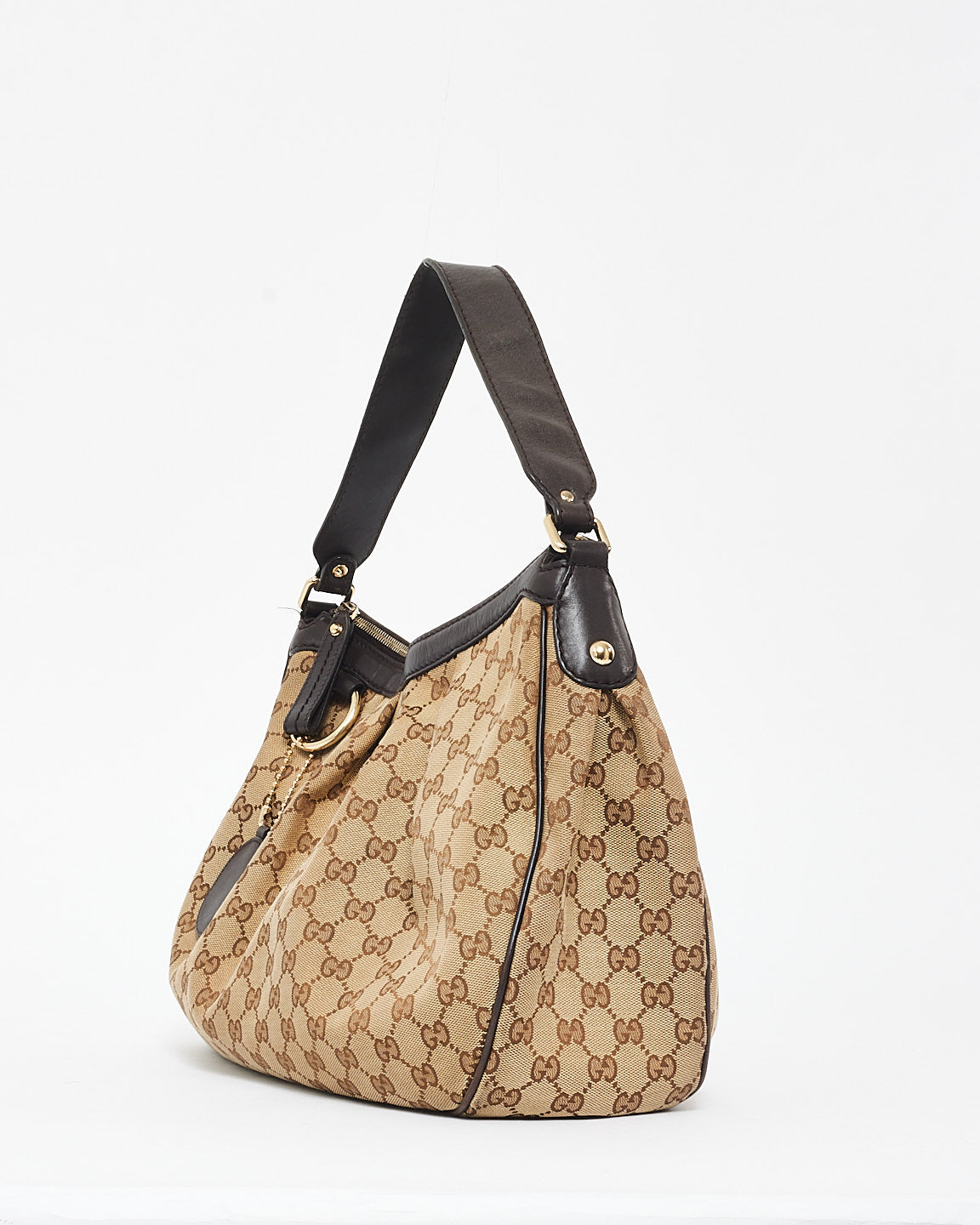 Gucci Brown 
Beige GG Monogram Canvas Sukey Shoulder Bag