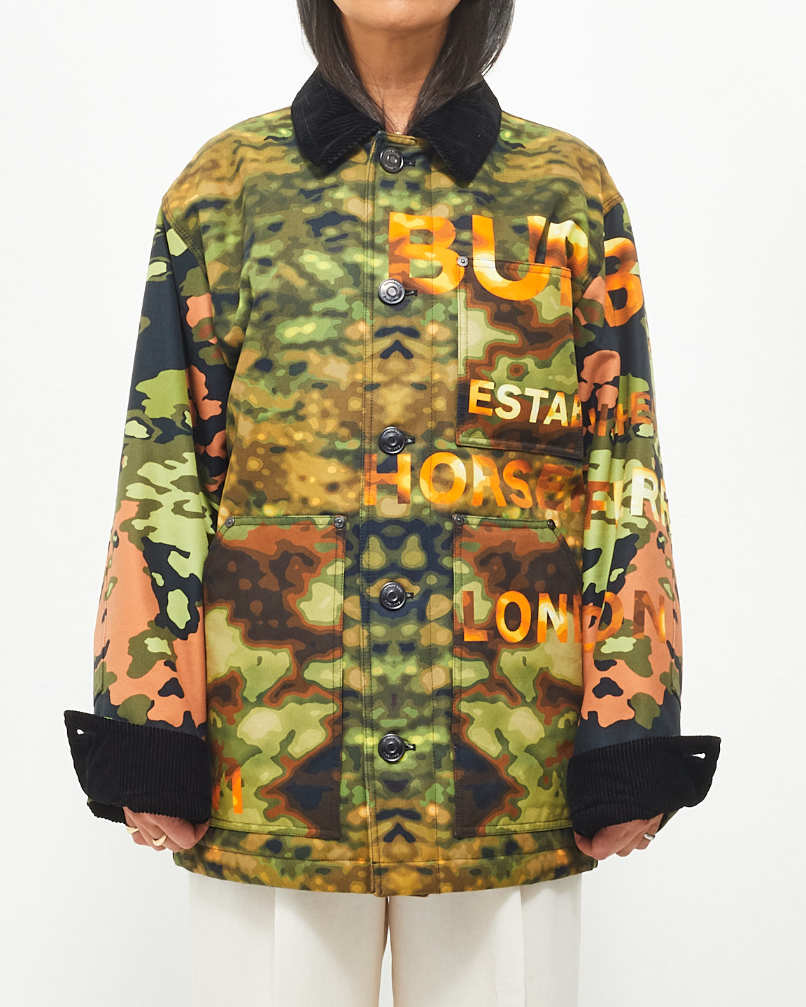 Burberry Men
s Camo 
Orange Graphic Bomber Jacket - S