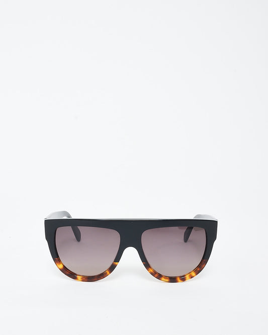 Celine Black 
Tortoise Acetate Flap Top Oversized CL4001IN Sunglasses