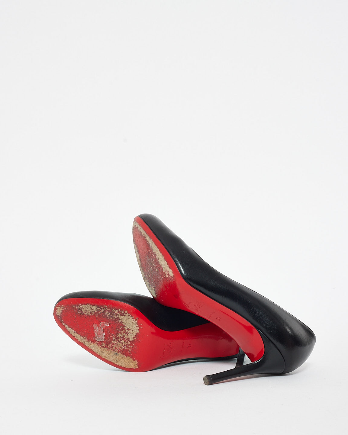 Christian Louboutin Black Leather Round Toe 85MM Pumps - 37