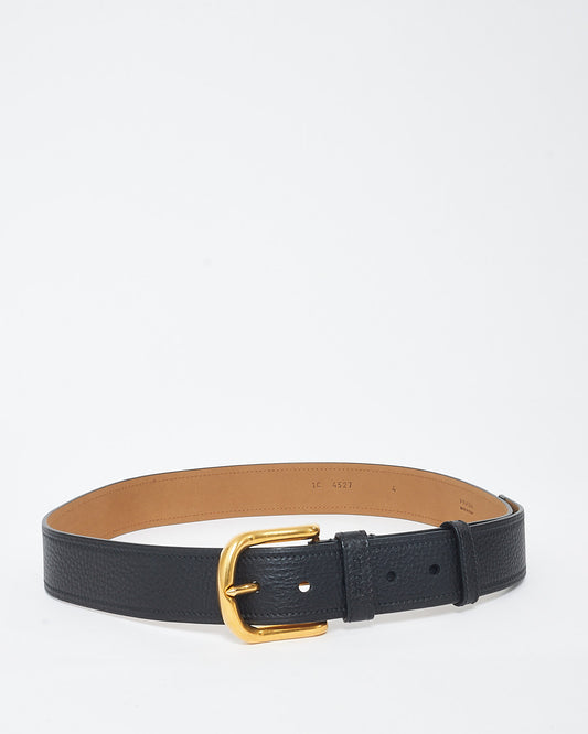 Prada Black Leather Gold Buckle Belt - 90/36