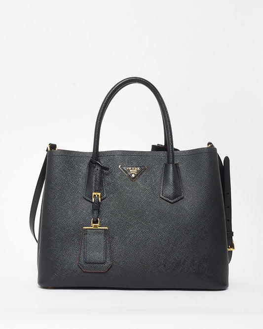 Prada Black Saffiano Leather Medium Double Bag