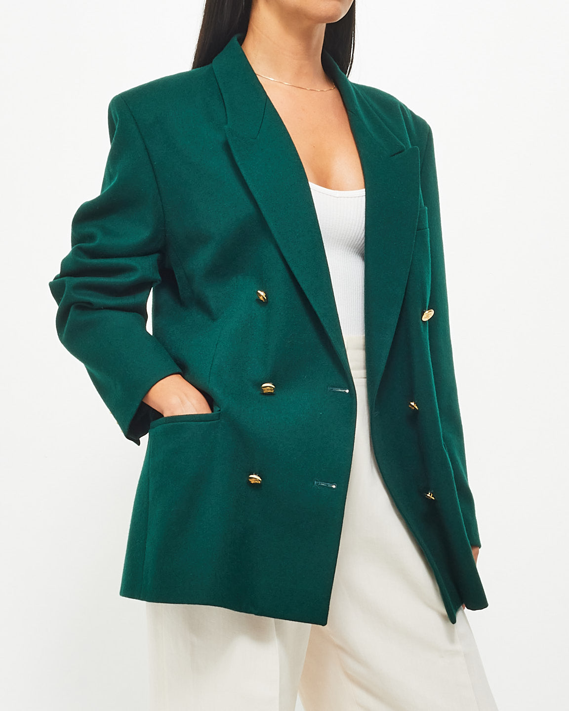 Burberry Vintage Forest Green Wool Blazer - 44