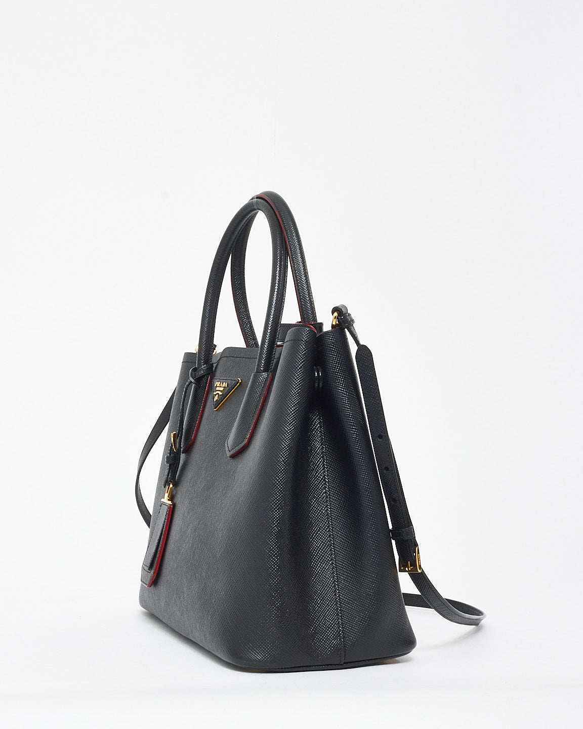 Prada Black Saffiano Leather Medium Double Bag