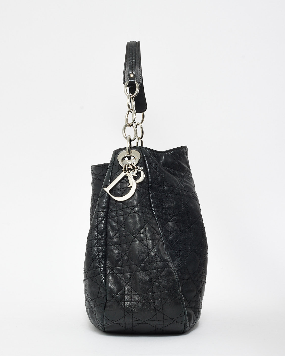 Dior Black Cannage Leather Dior Soft Hobo Shoulder Bag