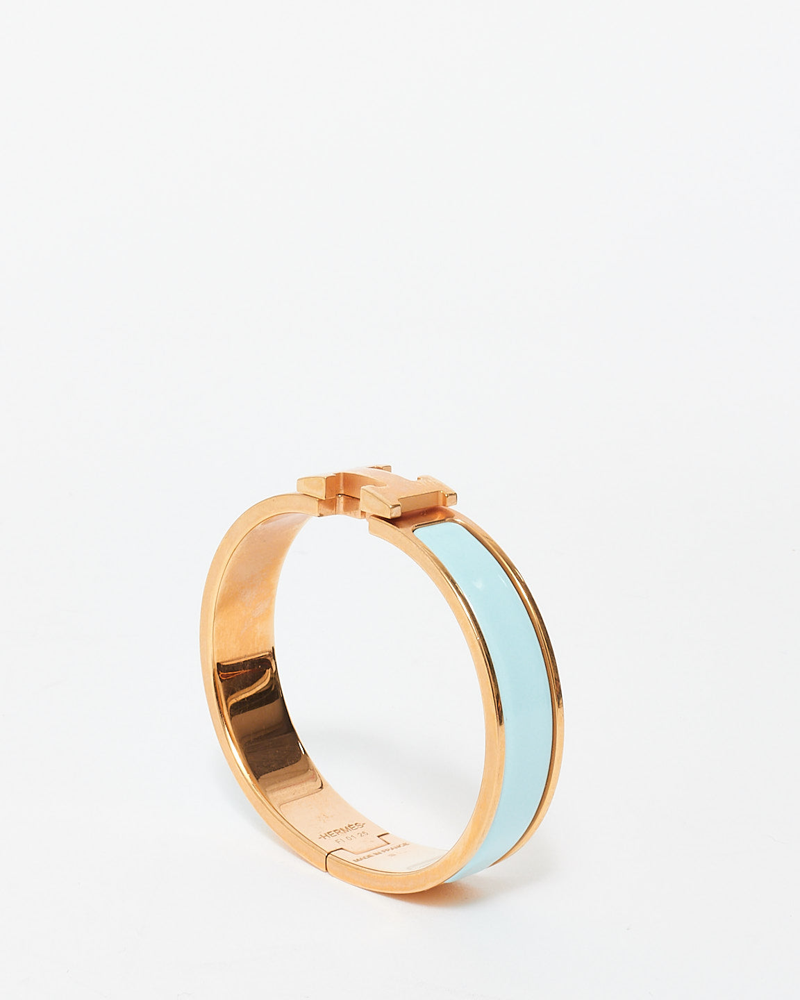 Hermès Blue 
Rose Gold Enamel Clic Clac Bracelet - PM