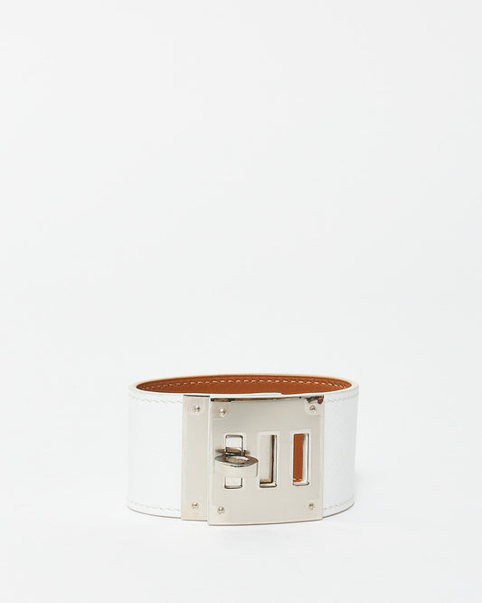 Hermès White Leather Kelly Dog Cuff - T2