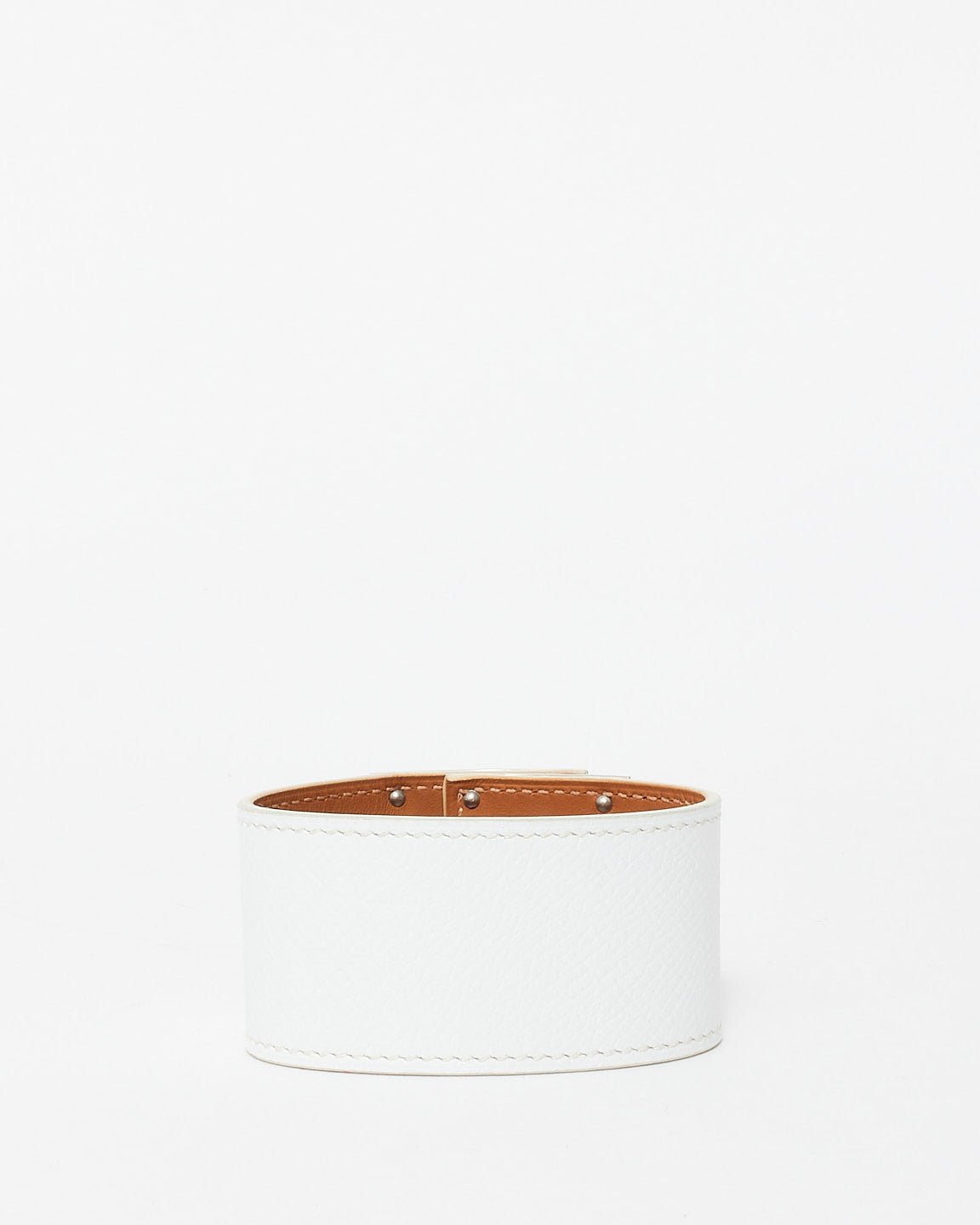 Hermès White Leather Kelly Dog Cuff - T2