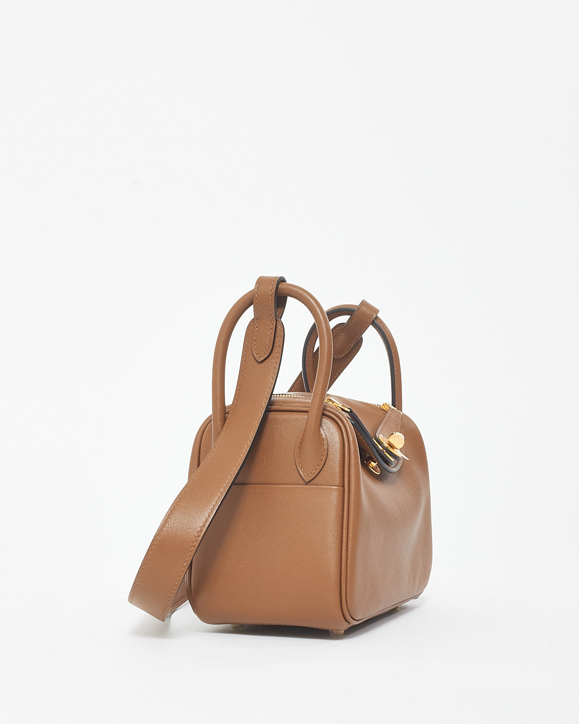 Hermès Brown (Biscuit) Leather Mini Lindy Crossbody Bag