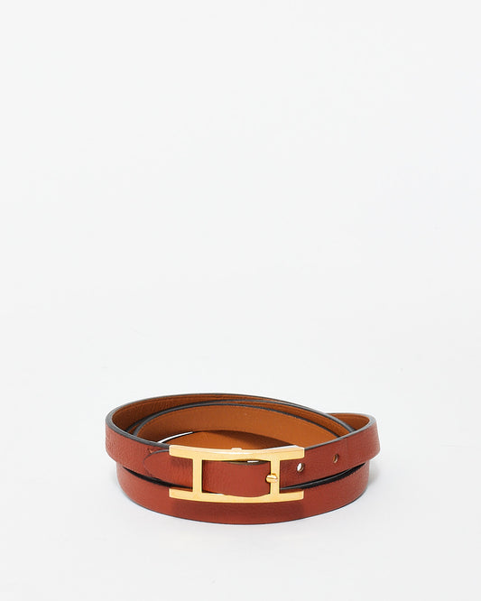 Hermès Rust Leather Double Tour Be Hapi Bracelet - S