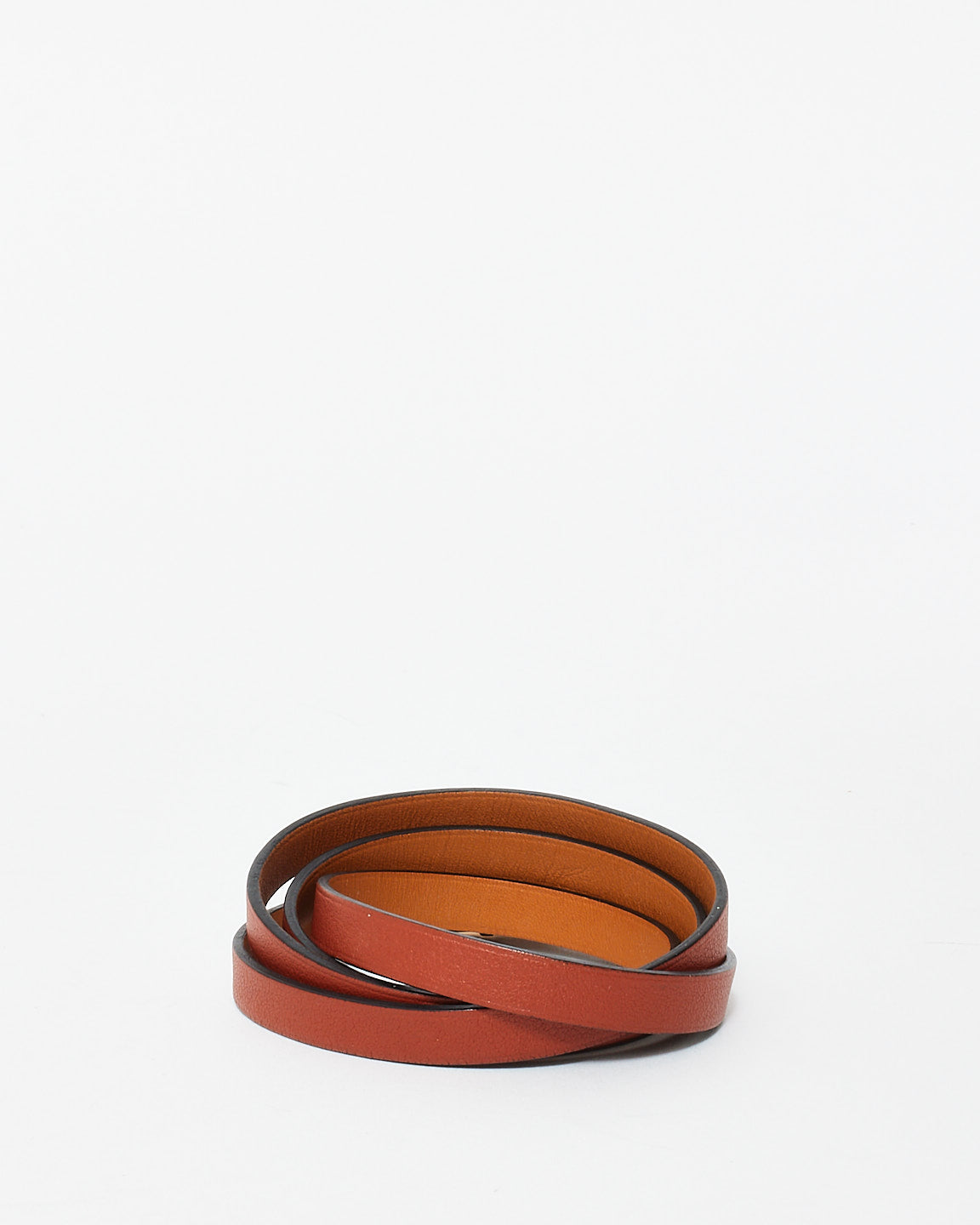 Hermès Rust Leather Double Tour Be Hapi Bracelet - S