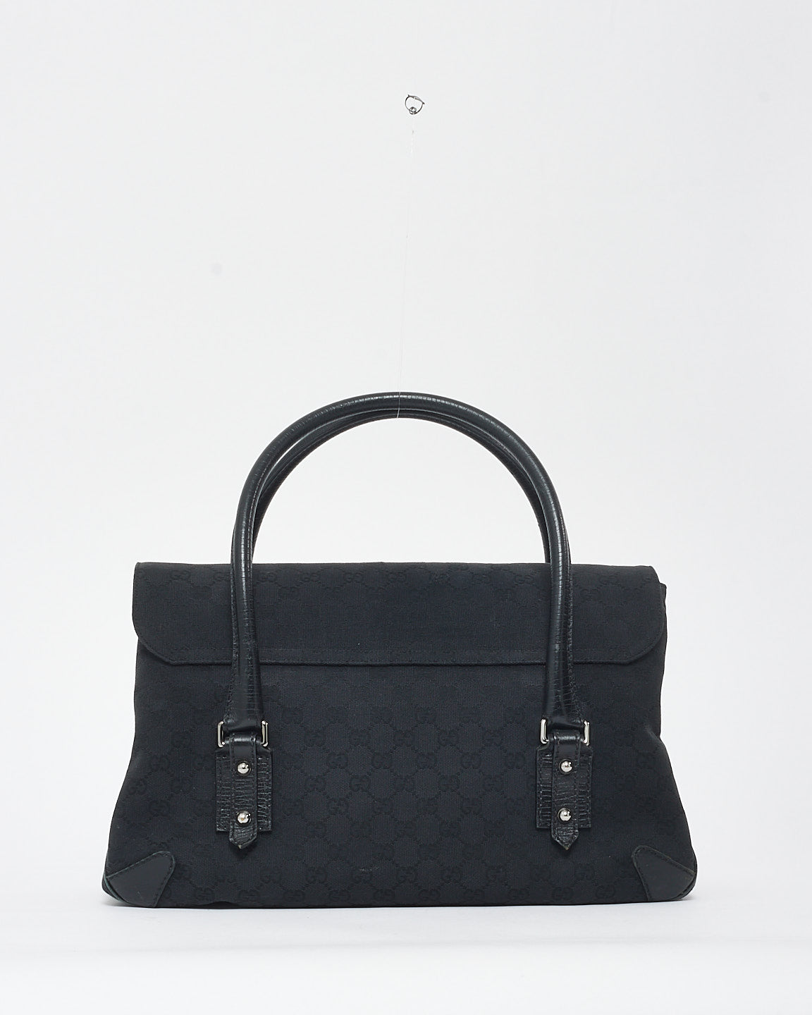 Gucci Black Monogram Canvas Horsebit 
Chain Large Tote Bag