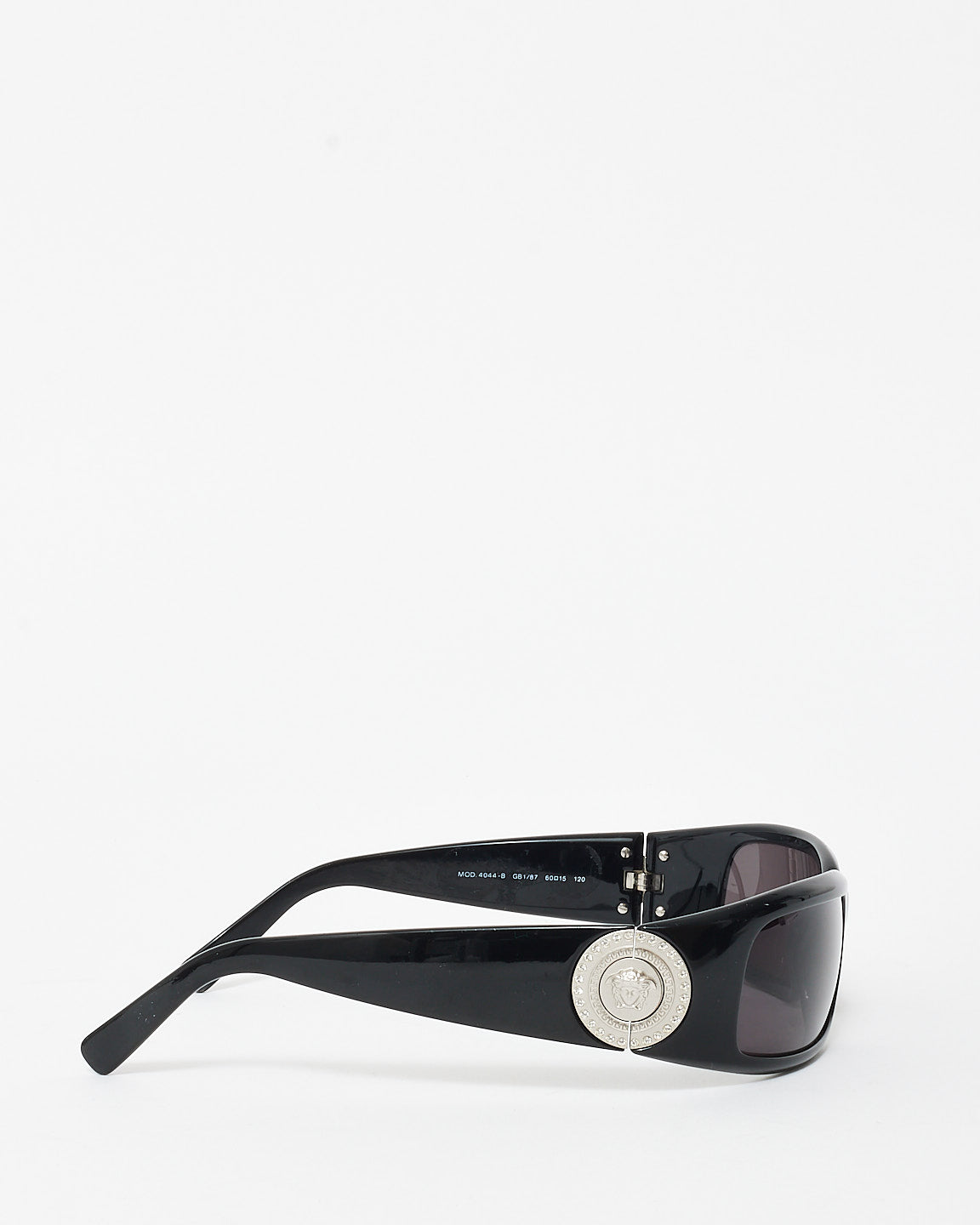 Versace Vintage Black Acetate MOD.4044-B Crystal Logo Sunglasses