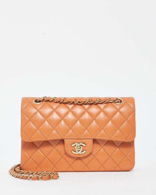 Chanel Terracotta Lambskin Leather Small Classic Double Flap Bag GHW