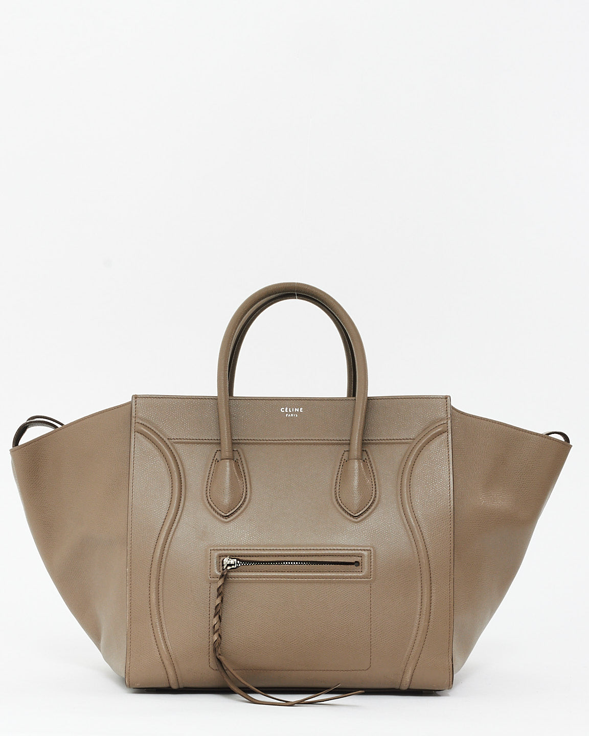 Celine Taupe Grained Leather Large Phantom Tote Bag