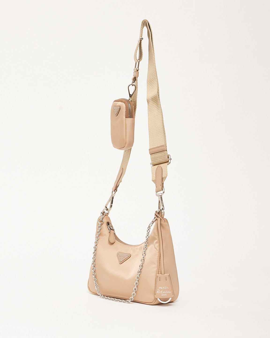 Prada Beige Nylon 2005 Re-Edition Crossbody Bag