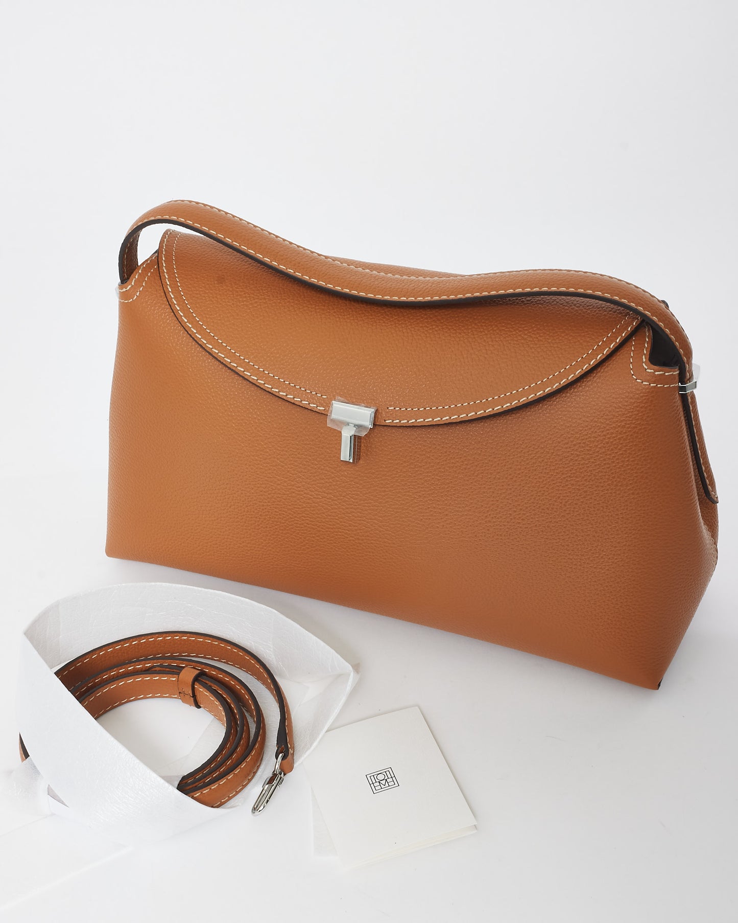 Totême Tan Leather T-Lock Bag