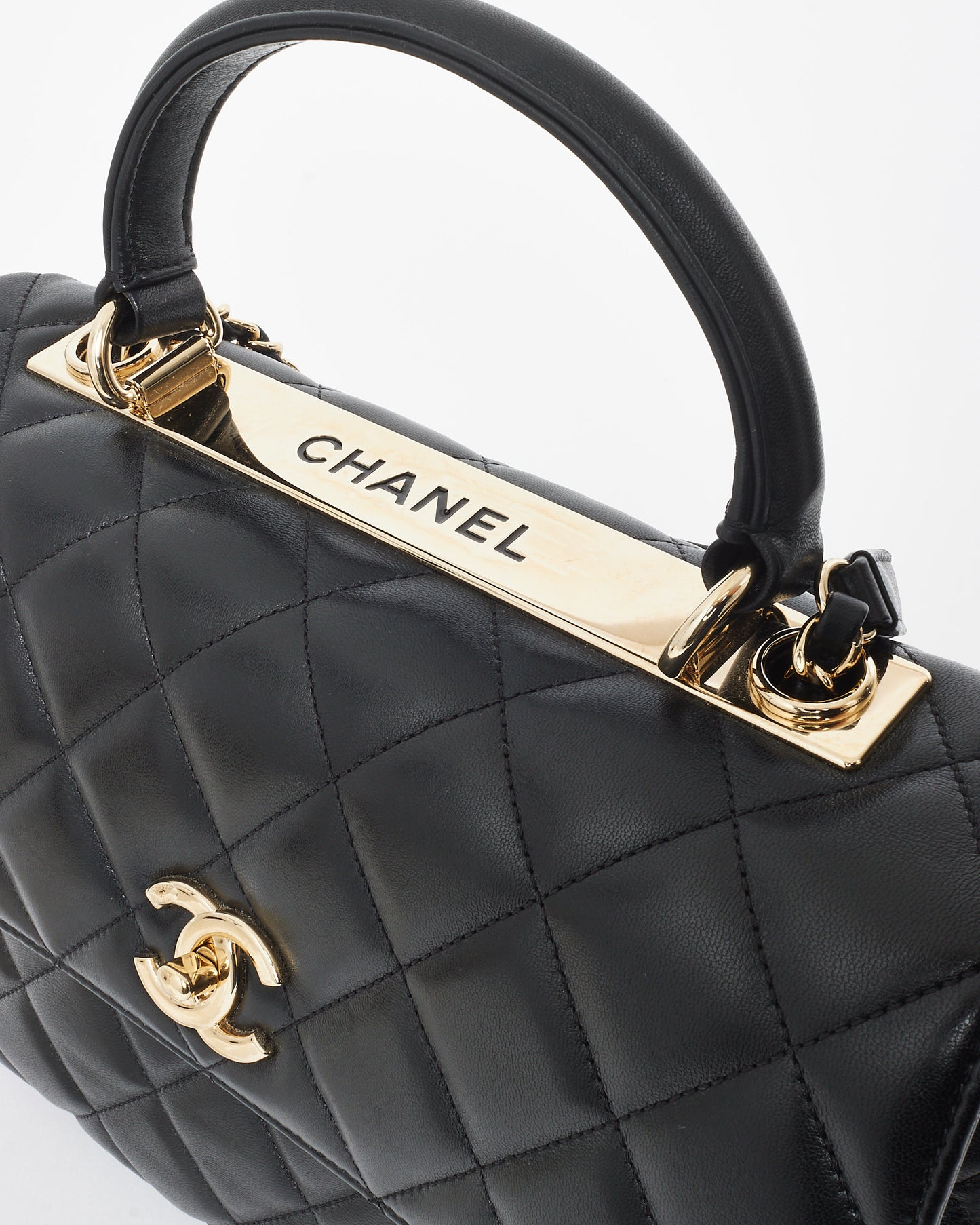 Chanel Black Lambskin Medium Trendy CC Top Handle Bag GHW