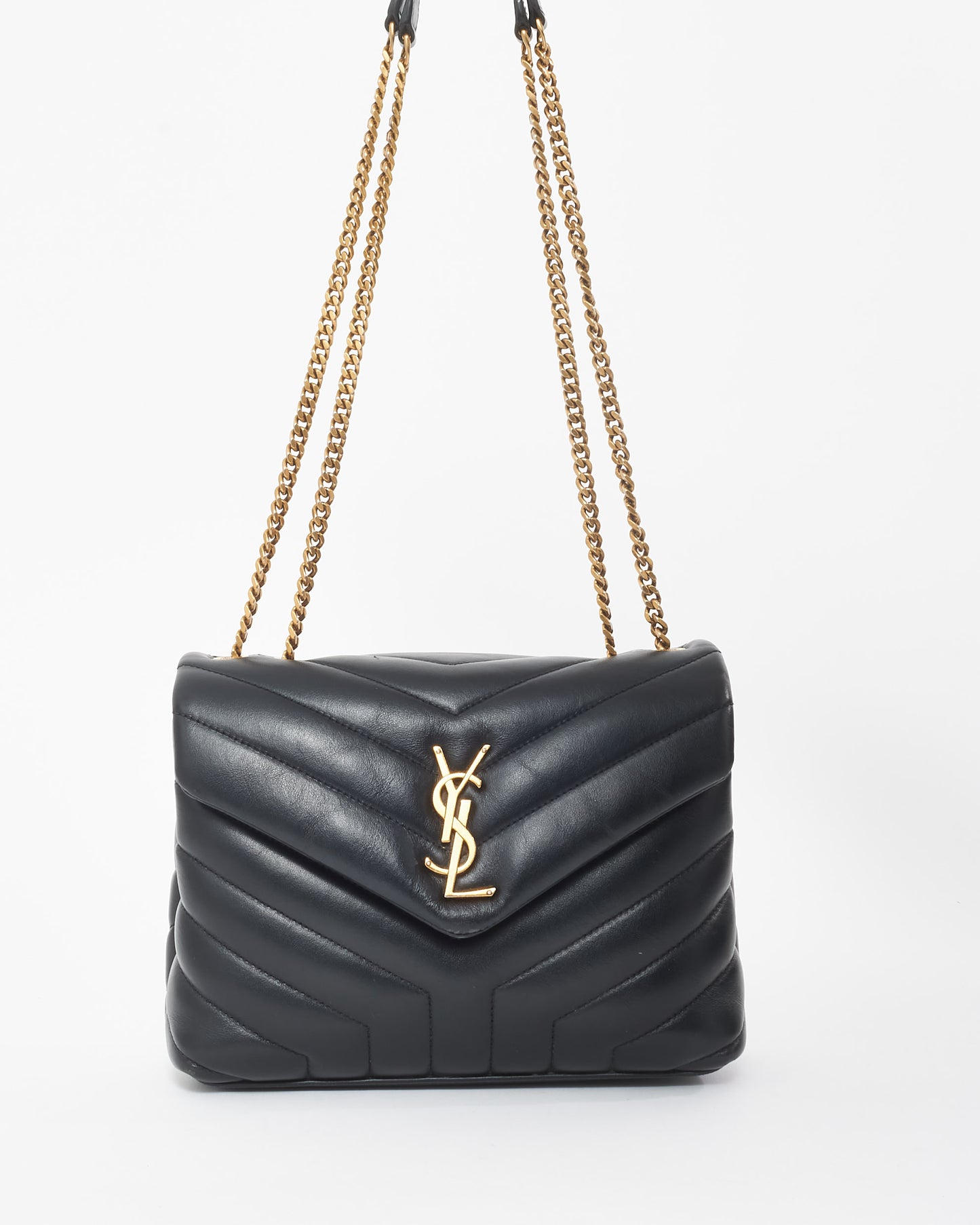 Saint Laurent Black Leather Small Loulou Shoulder Bag GHW