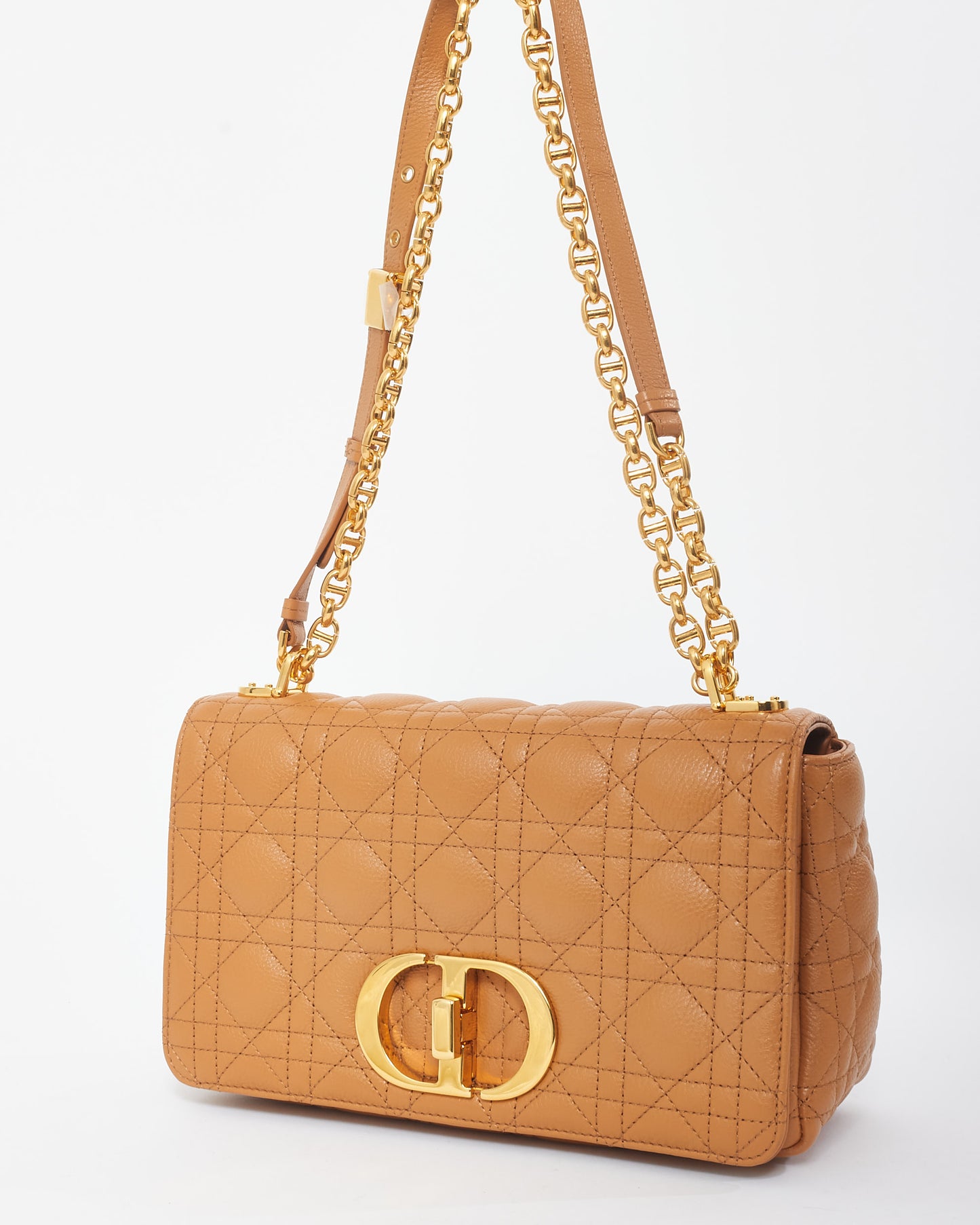 Dior Caramel Brown Cannage Leather Medium Caro Bag