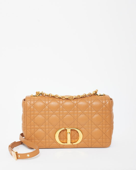 Dior Caramel Brown Cannage Leather Medium Caro Bag