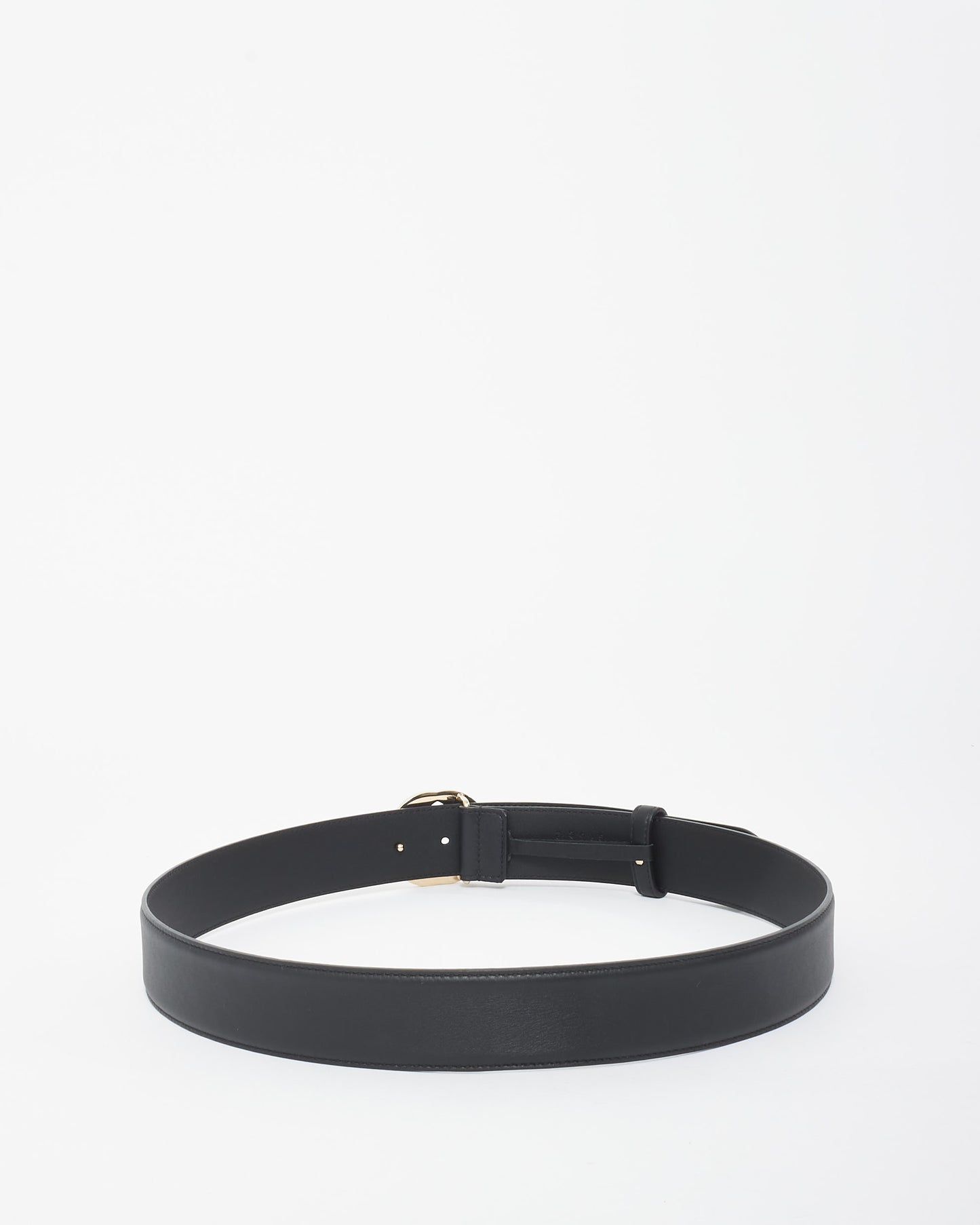 Gucci Black Leather Silver GG Logo Belt - 95/38