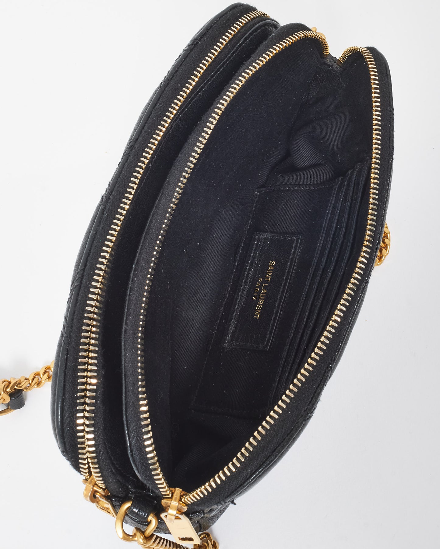 Saint Laurent Black Leather Logo Becky Crossbody Bag