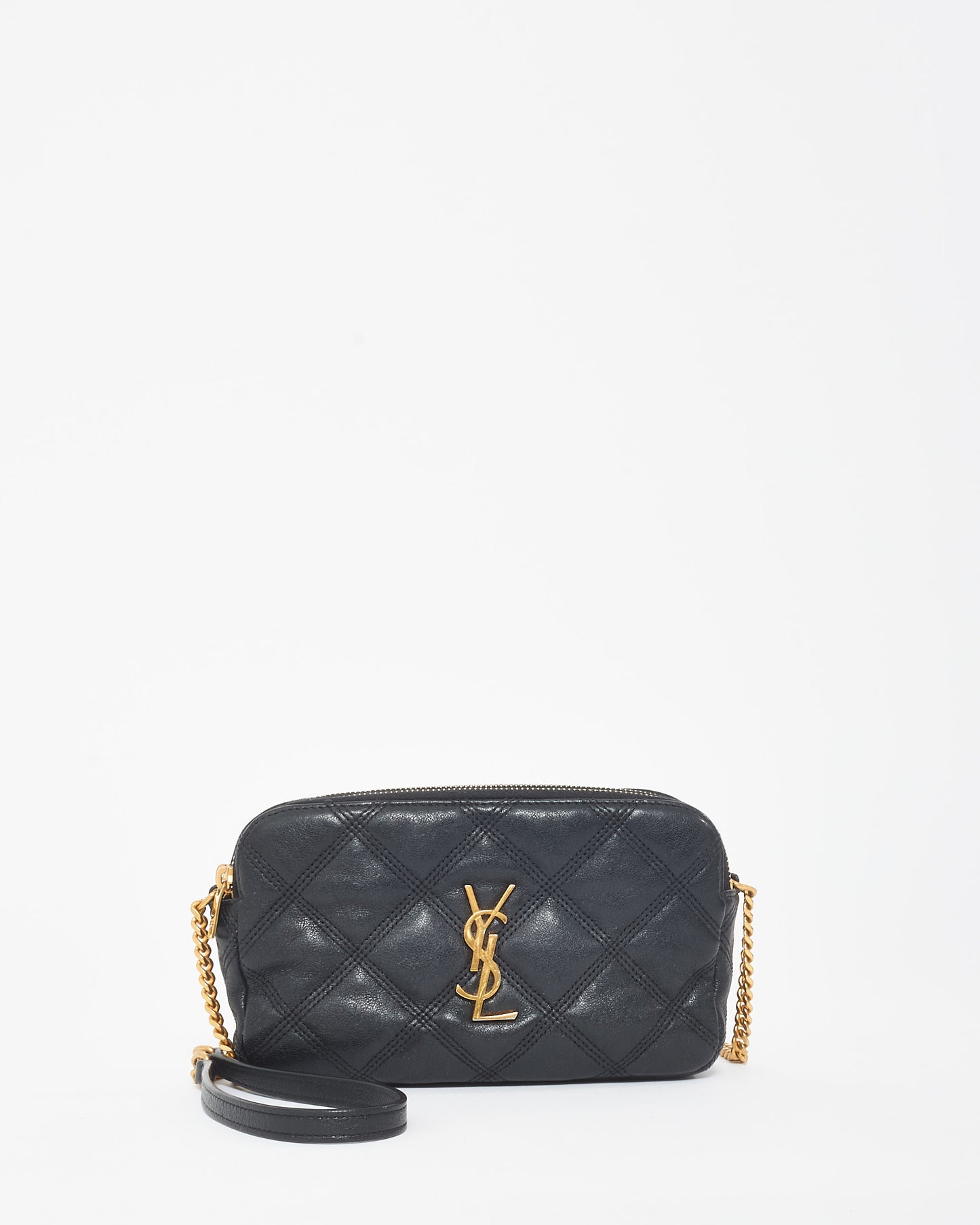 Saint Laurent Black Leather Logo Becky Crossbody Bag