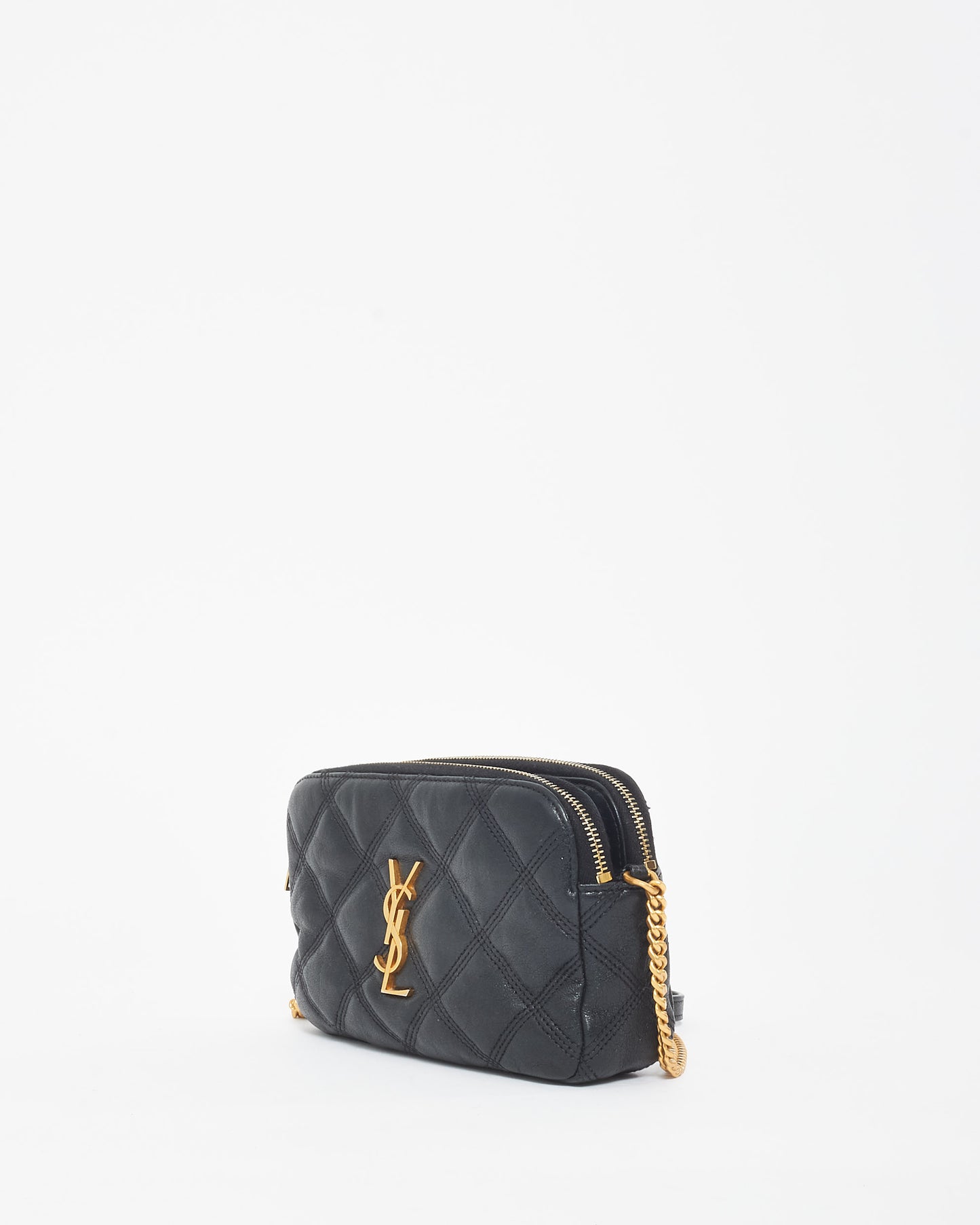 Saint Laurent Black Leather Logo Becky Crossbody Bag