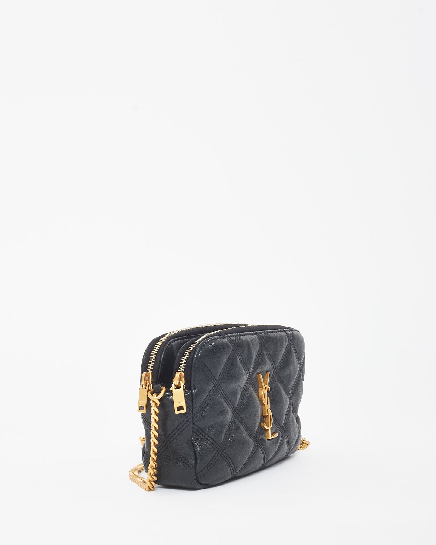 Saint Laurent Black Leather Logo Becky Crossbody Bag