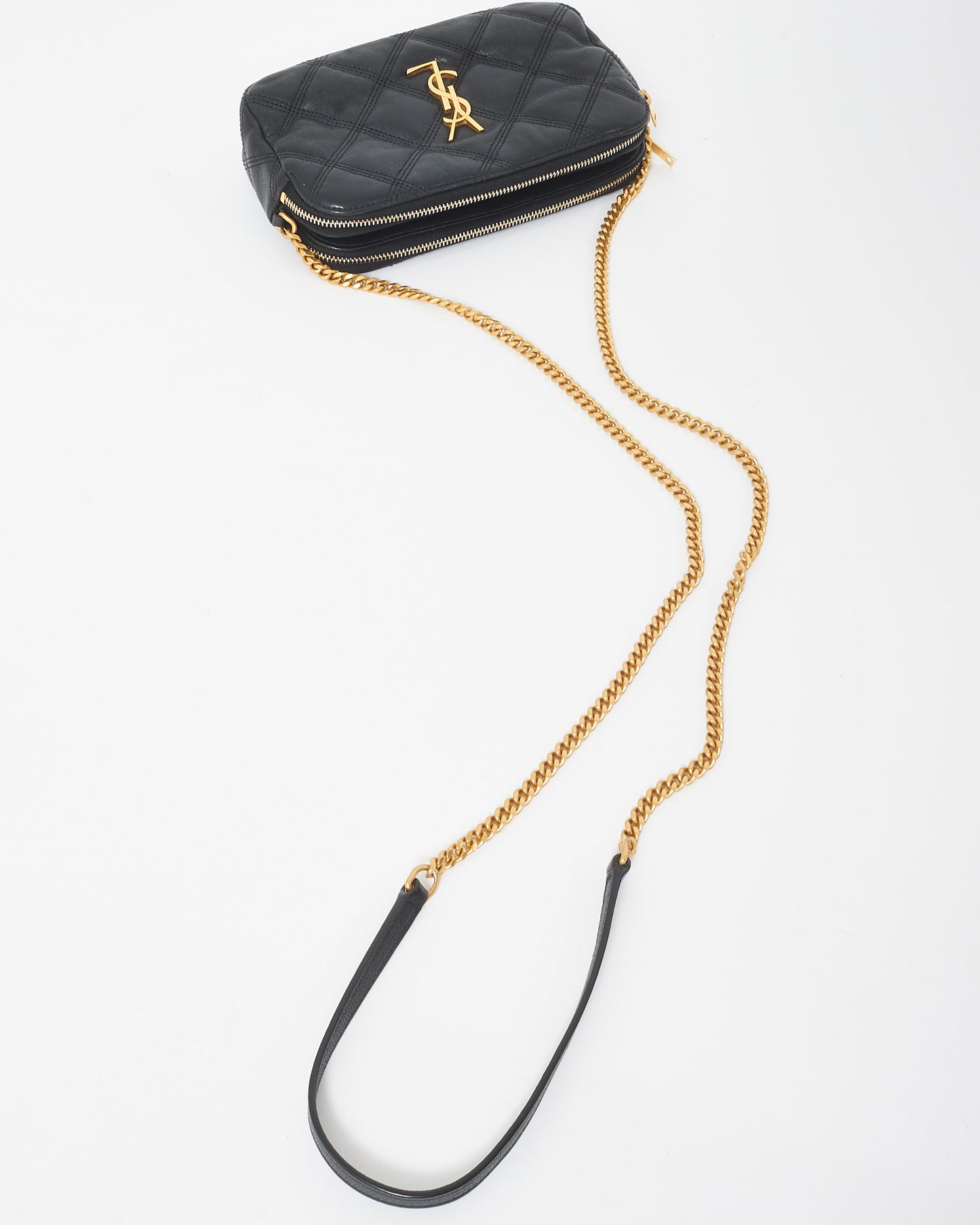 Saint Laurent Black Leather Logo Becky Crossbody Bag