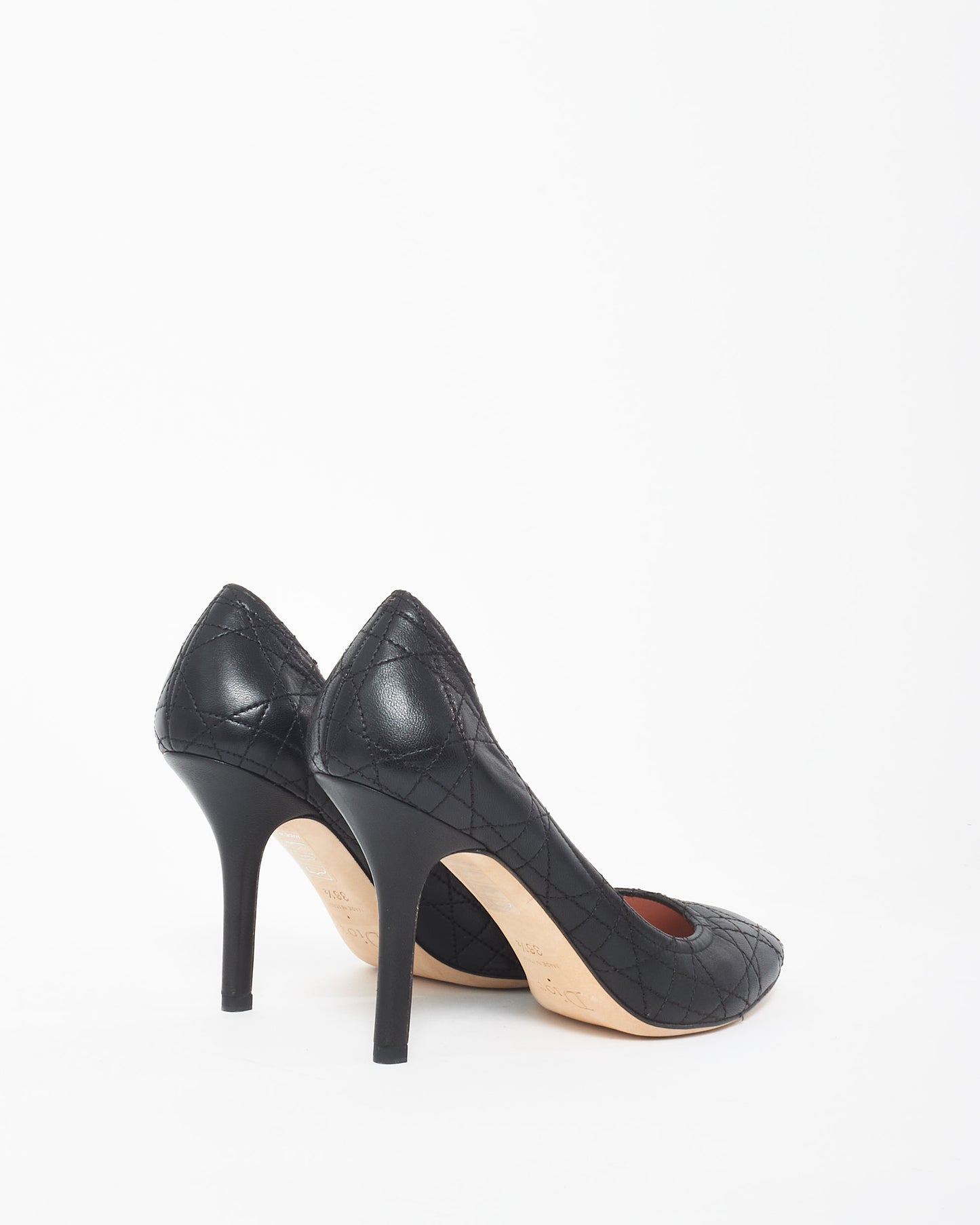 Dior Black Lamsbkin Leather Cannage Pumps - 36.5