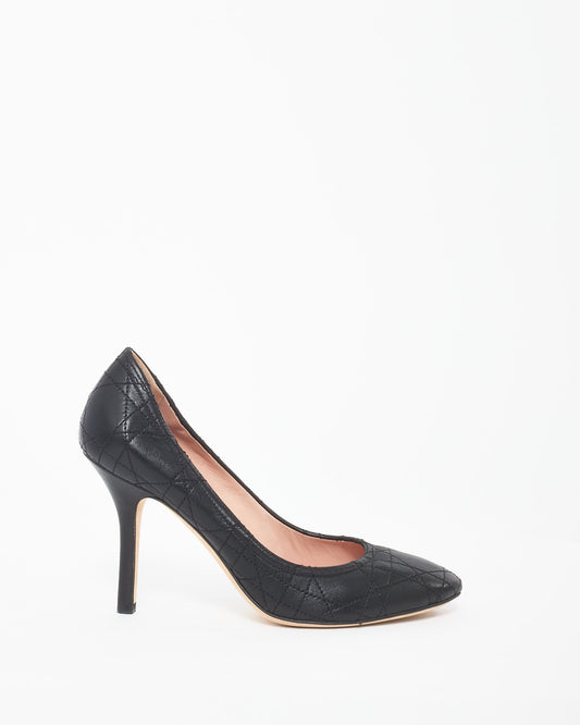 Dior Black Lamsbkin Leather Cannage Pumps - 36.5