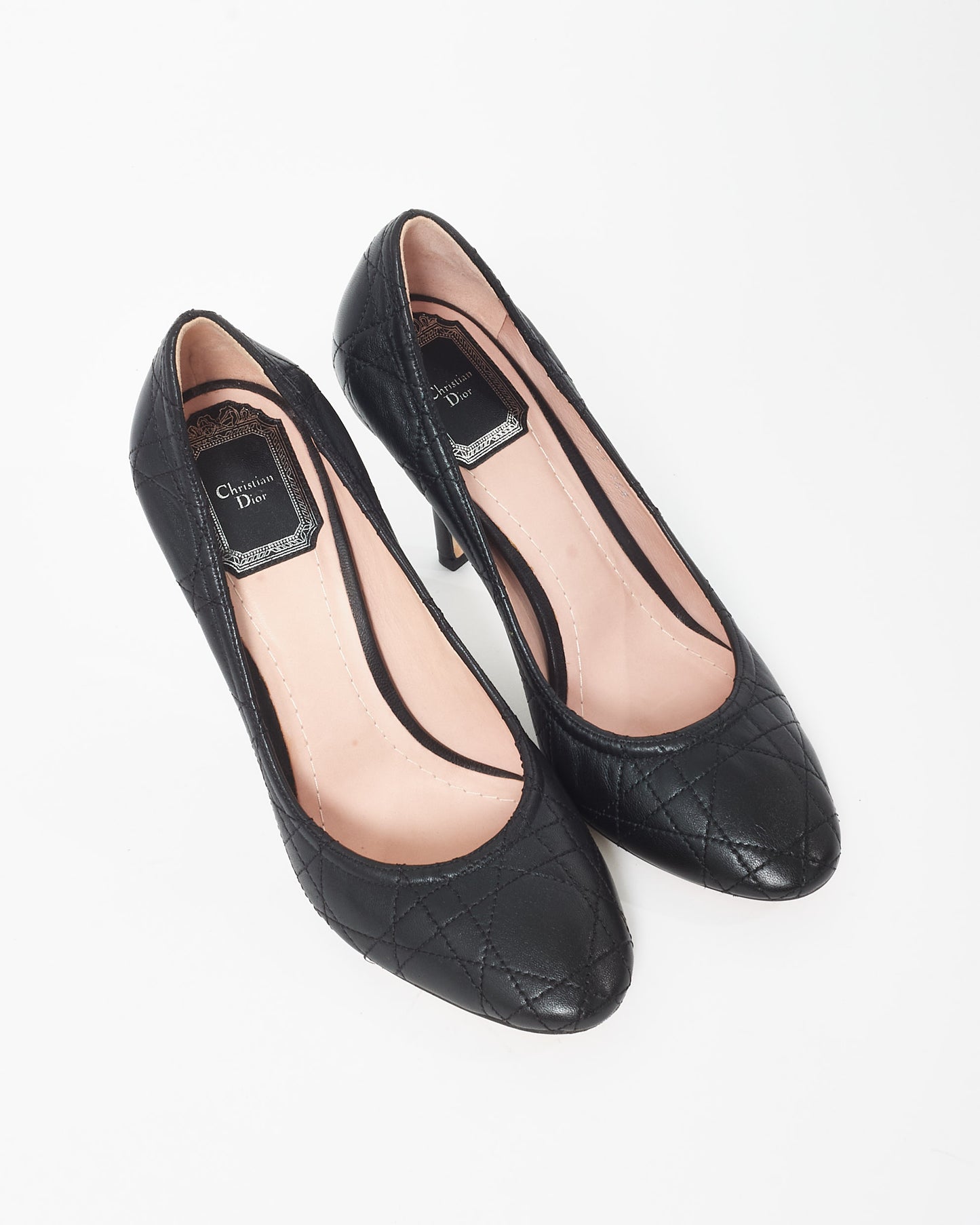 Dior Black Lamsbkin Leather Cannage Pumps - 36.5