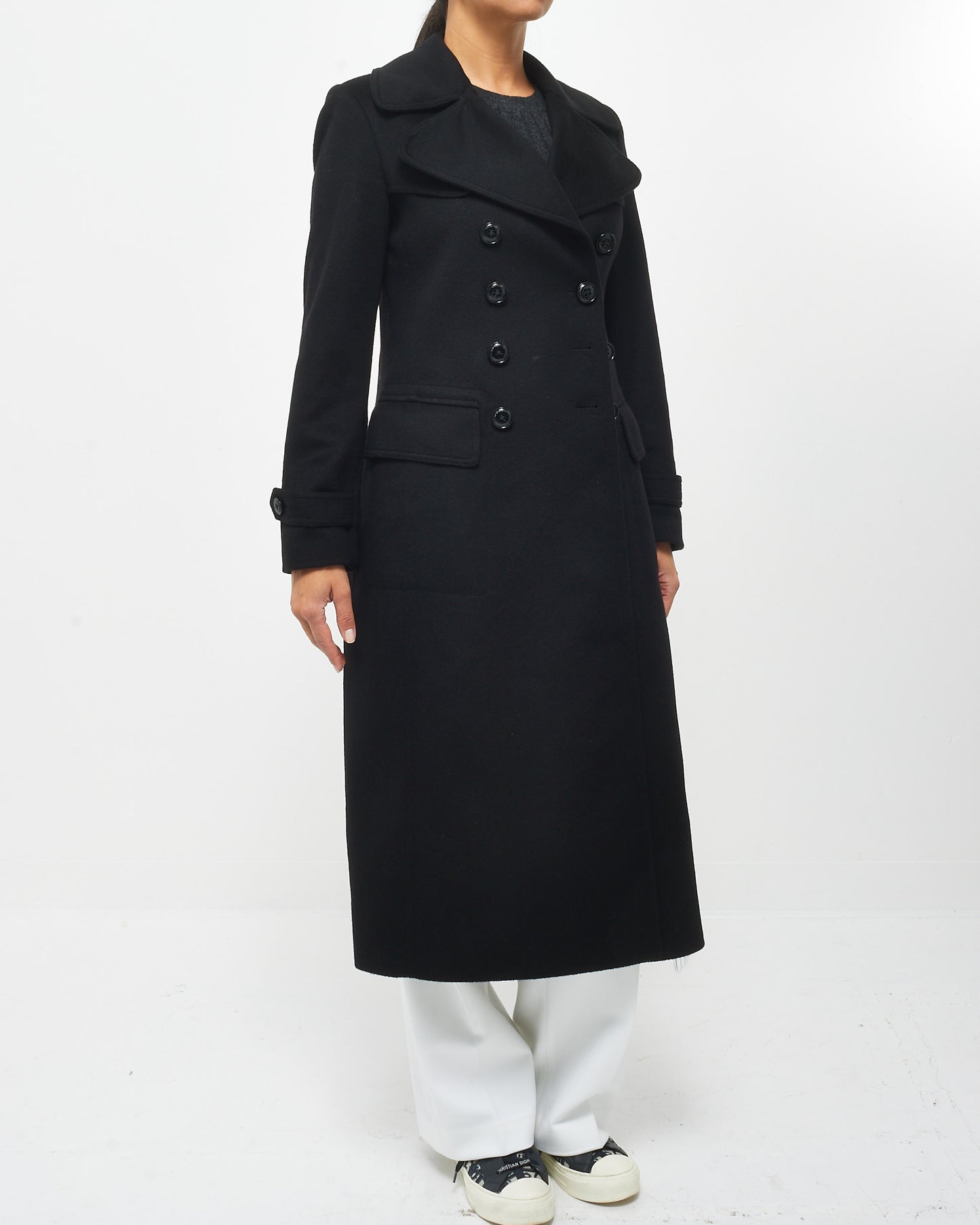 Burberry Black Cashmere Double Breasted Coat - US 4