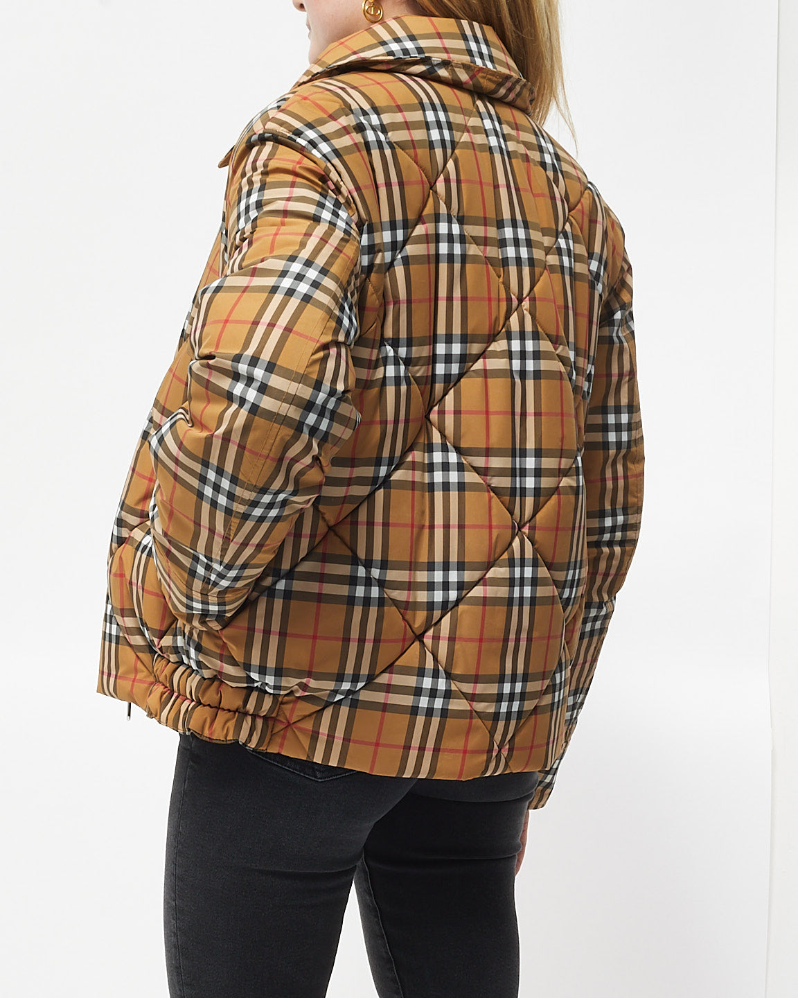 Burberry Beige Vintage Check Print Knowstone Puffer Jacket - US 10