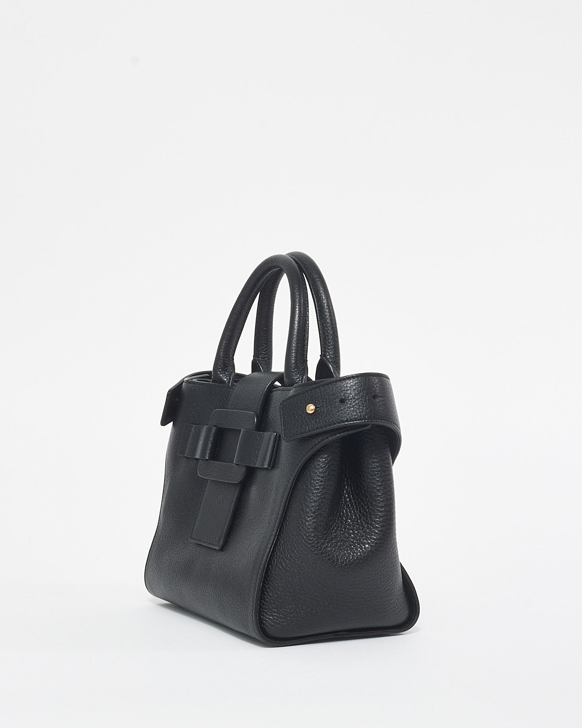 Roger Vivier Black Leather Small Pilgrim Tote Bag