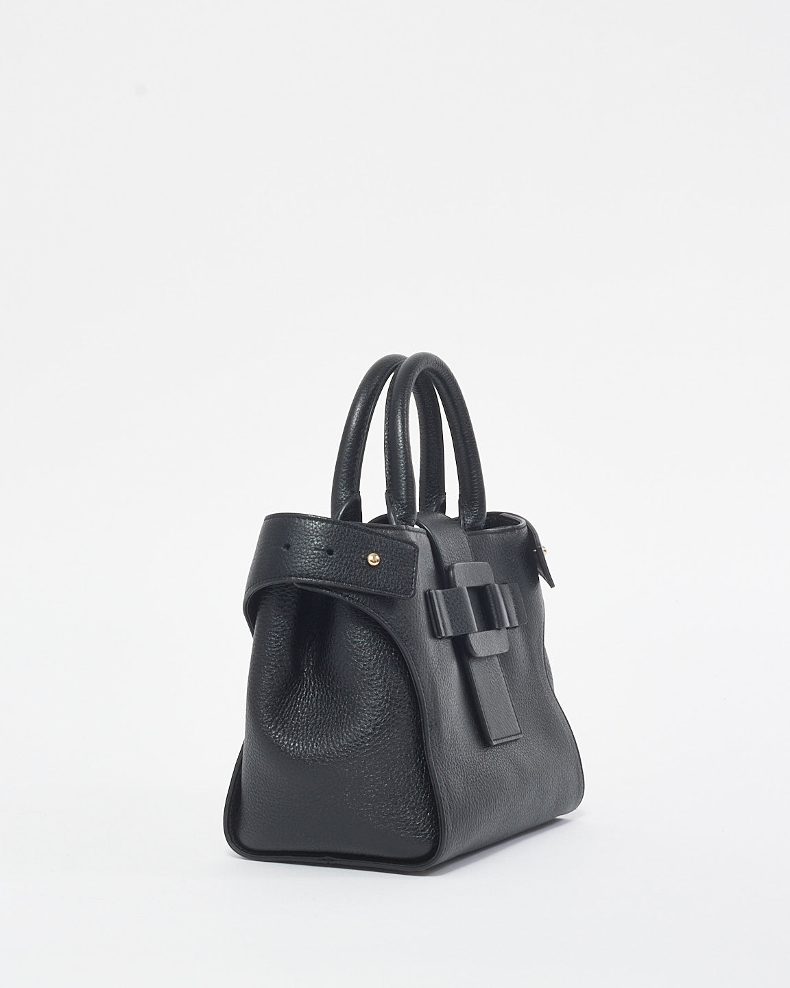 Roger Vivier Black Leather Small Pilgrim Tote Bag