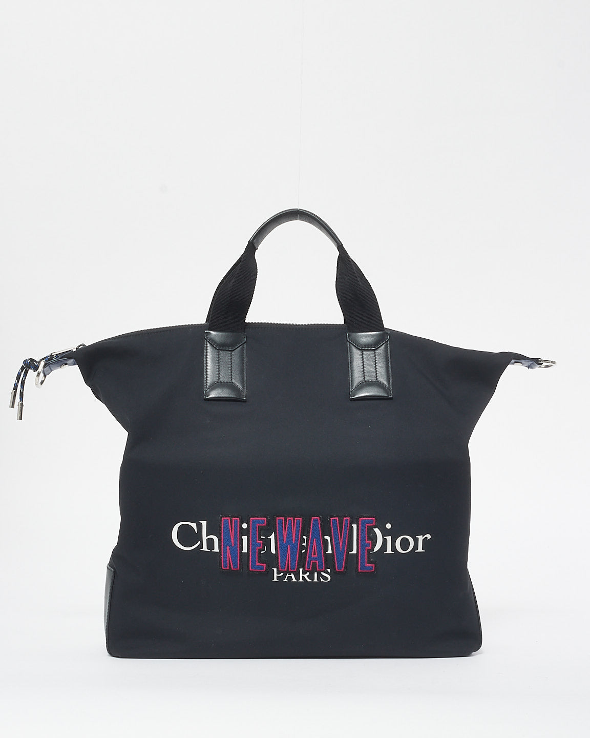 Dior Black Nylon 
Blue/Red "New Wave" Graphic Convertible Tote Bag