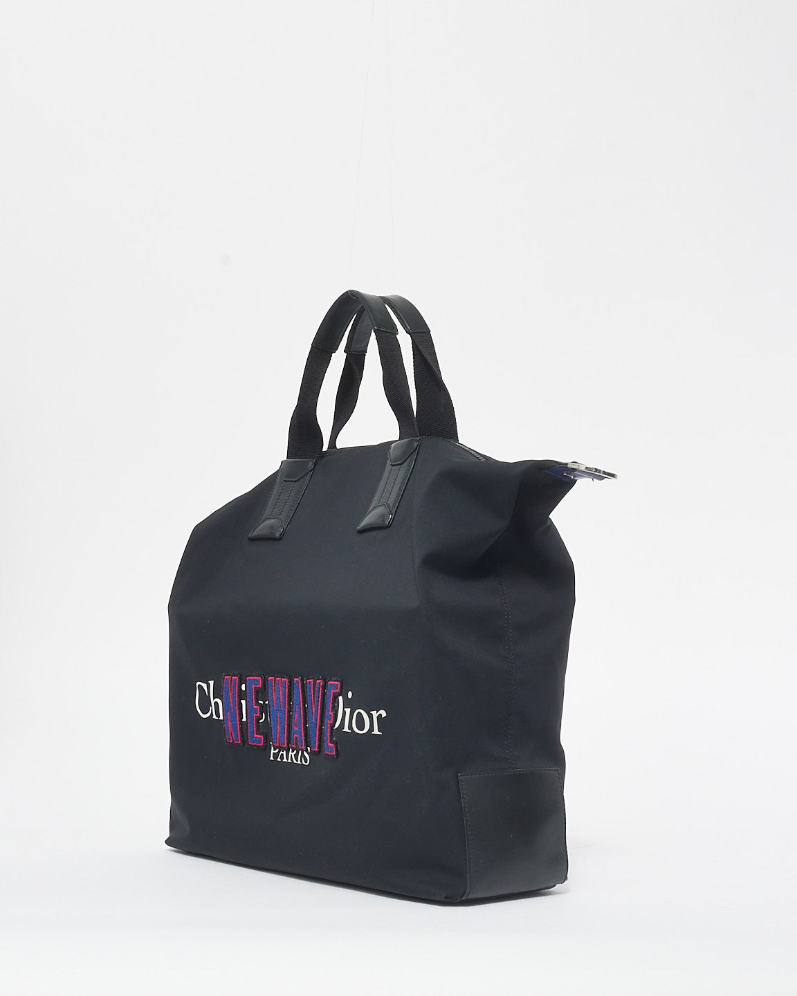 Dior Black Nylon 
Blue/Red "New Wave" Graphic Convertible Tote Bag